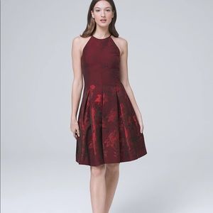 WHBM Floral Jacquard Fit and Flare Dress NWT